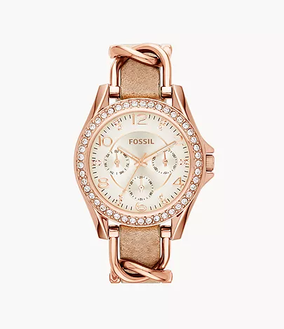Fossil Damenuhr Riley Leder Beige