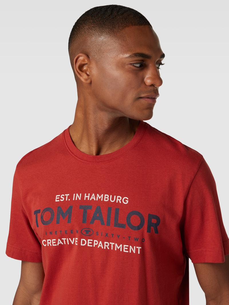 T-Shirt mit Label-Print in rot