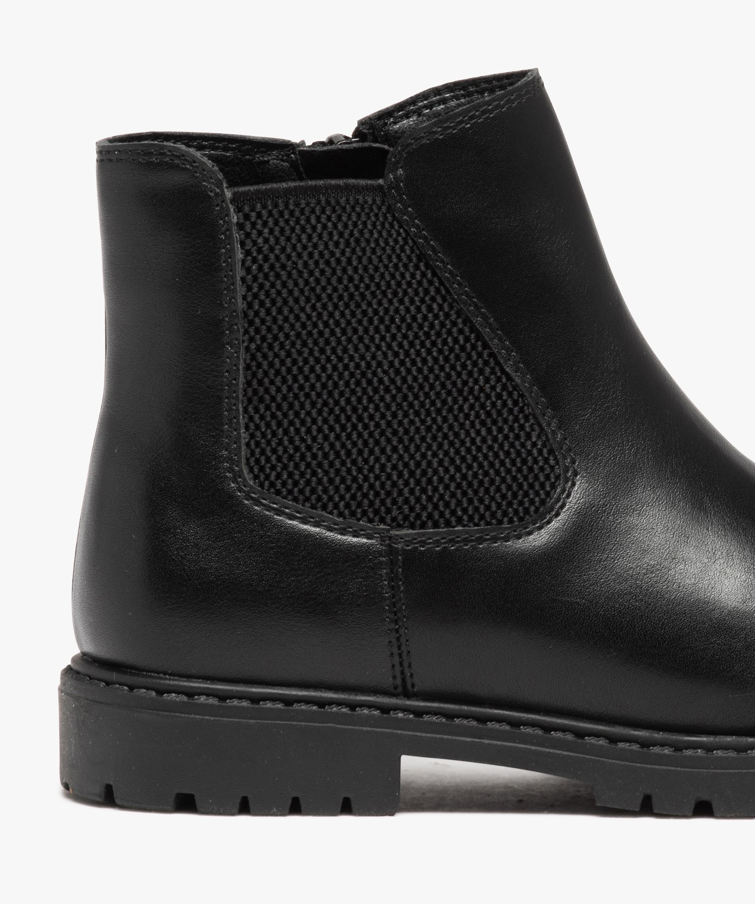 Boots fille style Chelsea unies à semelle crantée noir | GEMO