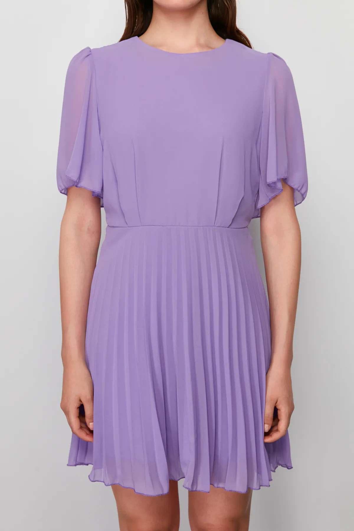 Trendyol Collection  Lila Rock Plissee gefüttert Chiffon Mini gewebtes Kleid TWOSS24EL00716