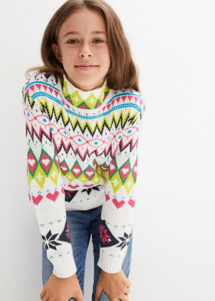 Mädchen Rollkragenpullover mit Norwegermuster