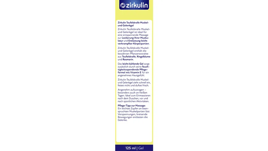 Zirkulin Teufelskralle Muskel Gel 125 ml