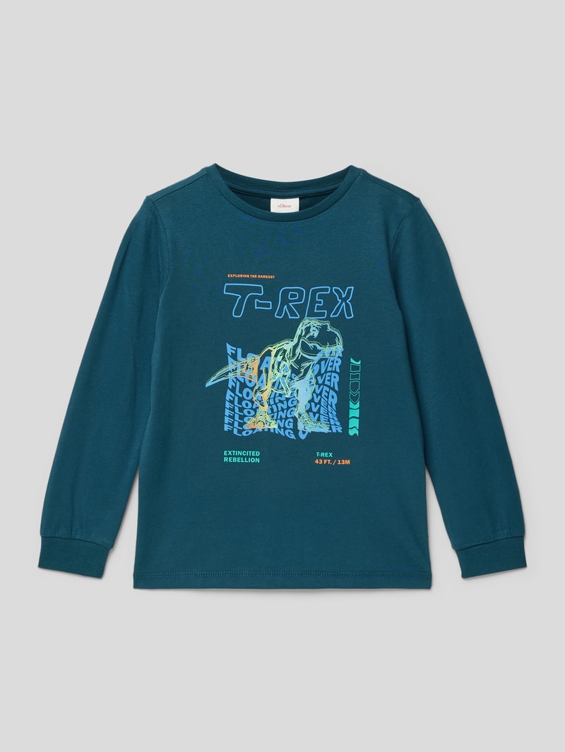 Longsleeve mit Motiv-Print in dunkelgrün