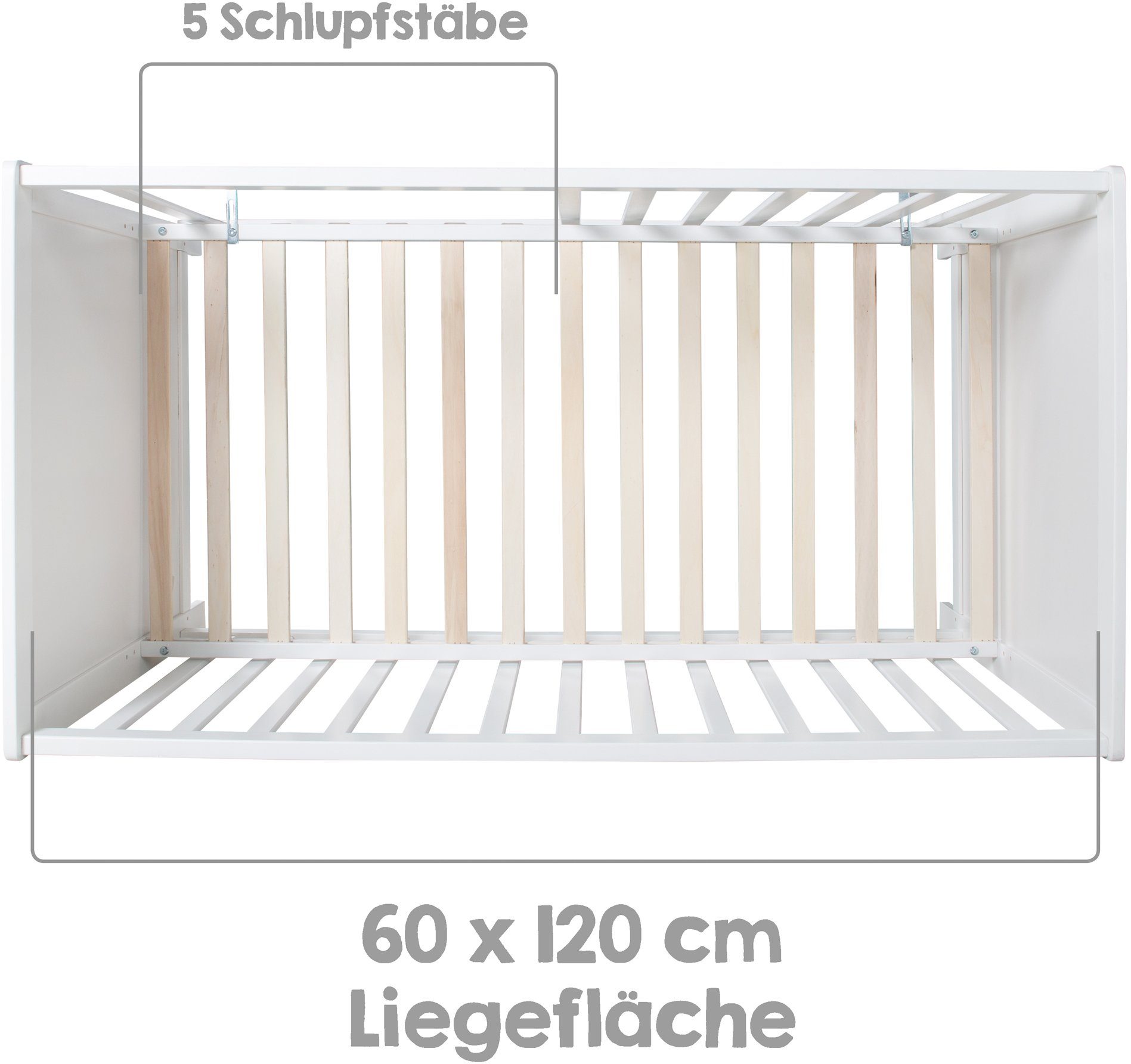 roba® Babybett Multifunktionsbett mit Beistellfunktion, 7-tlg., Lattenrost, Matratze, Nestchen, Bettverkleinerer, Himmel, Himmelstange