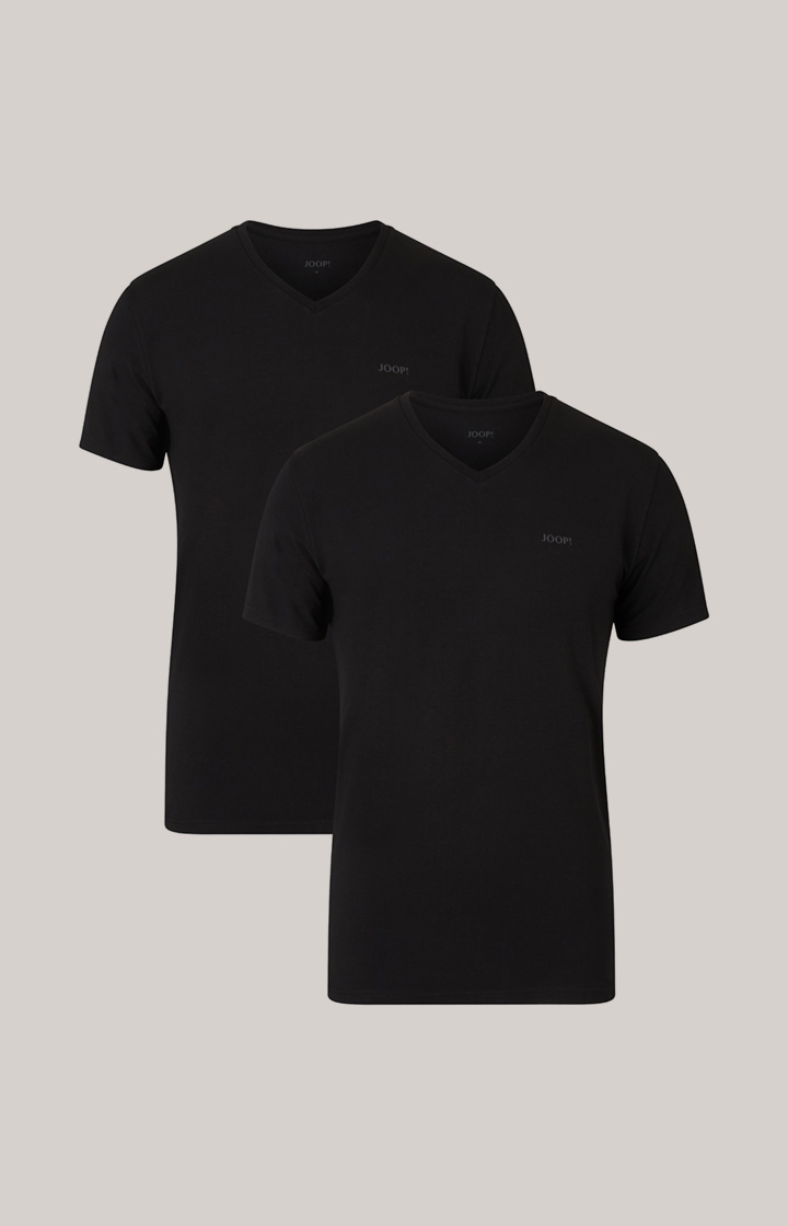 2er-Pack Feiner Stretch T-Shirts in Schwarz