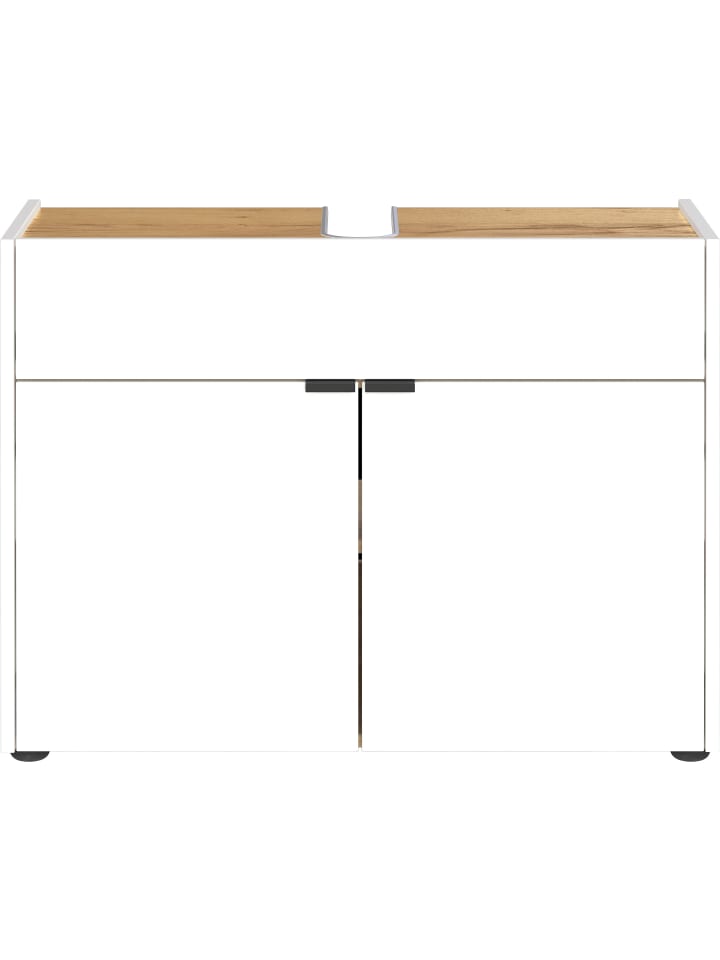 KADIMA DESIGN Stoßfester Unterschrank mit Siphonaussparung, 80x34x60 cm, Easy-Clean in Weiß-Beige günstig kaufen onesize