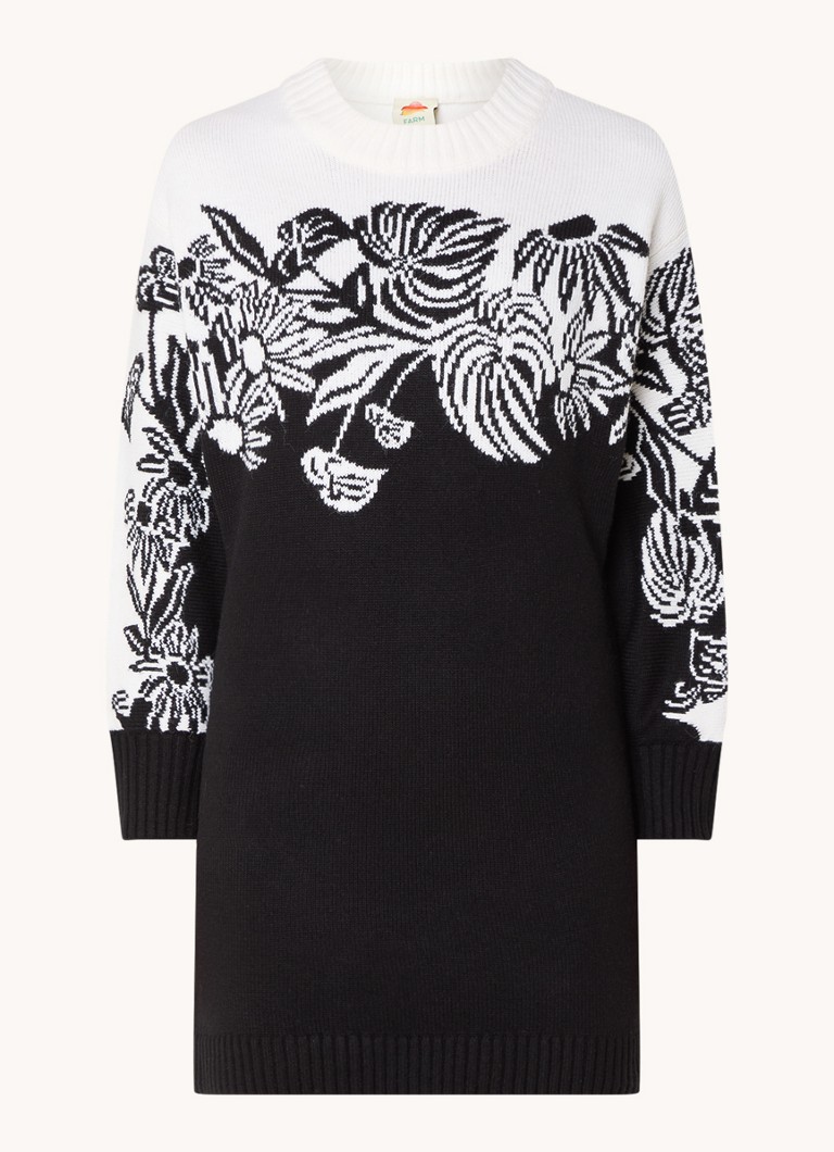 Vestido corto Farm Rio Surreal de punto fino con estampado de punto