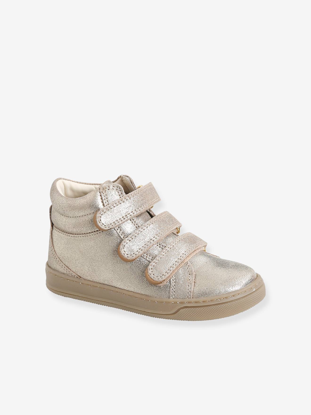 Baskets montantes cuir irisé fille collection maternelle or