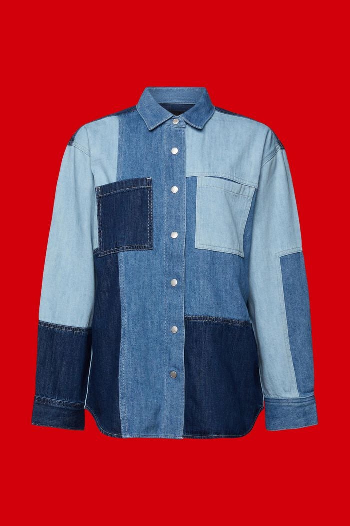 Jeanshemd im Patchwork-Style, Baumwollmix