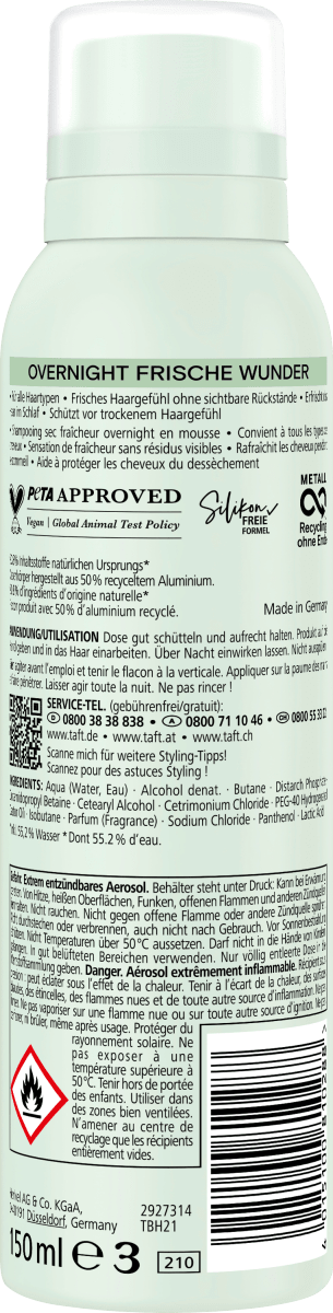 Trockenshampoo Schaum Overnight Frische Wunder, 150 ml