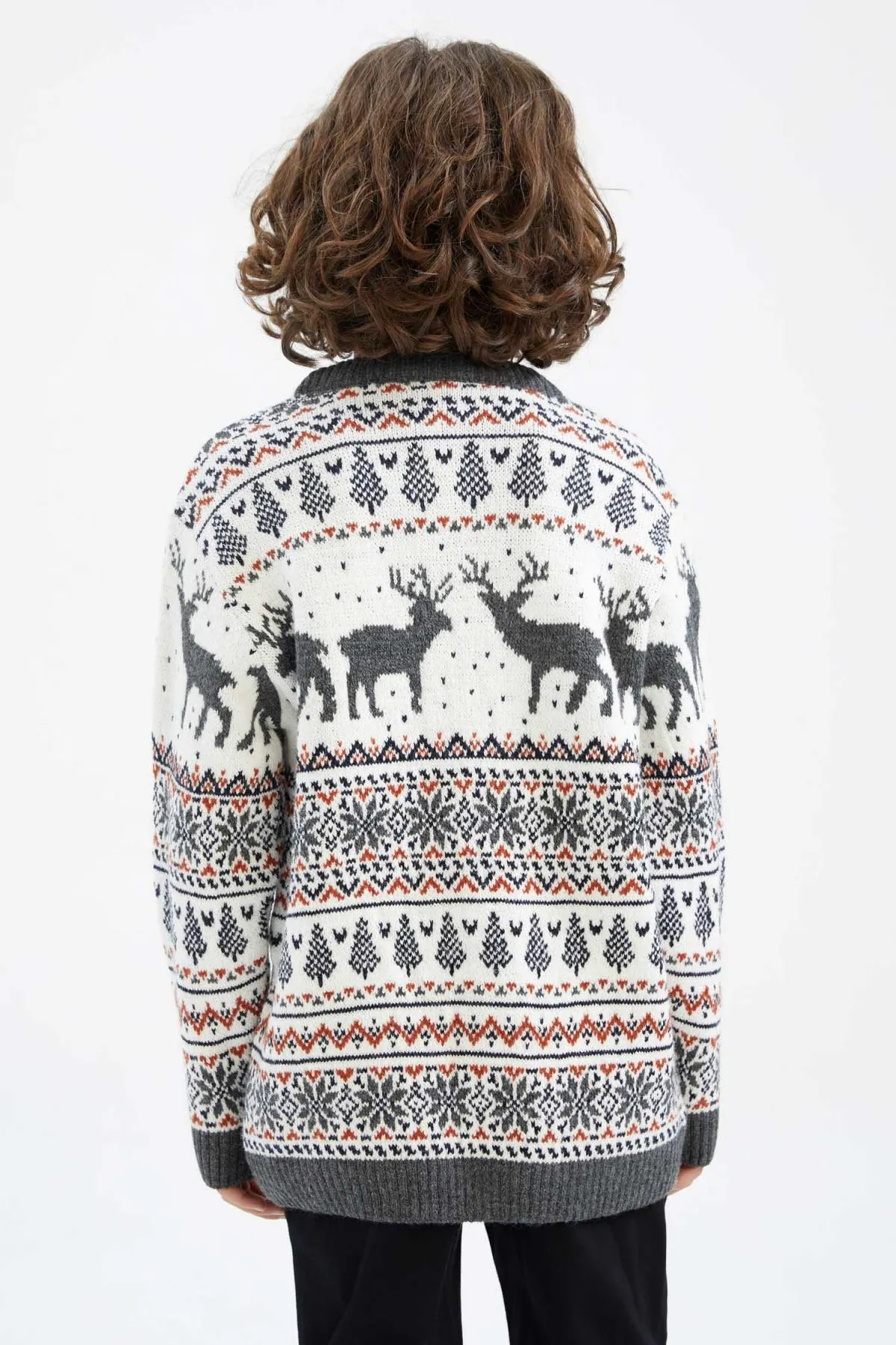 DeFacto  Jungenpullover mit Rundhalsausschnitt und Neujahrsmotiv