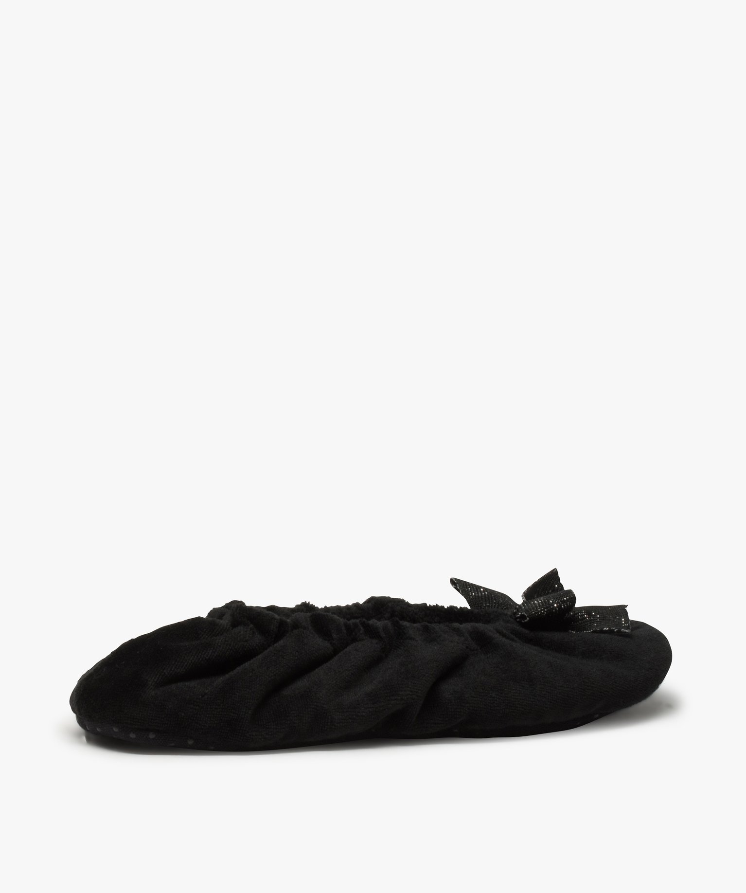 Chaussons femme ballerines élastiquées en velours noir | GEMO