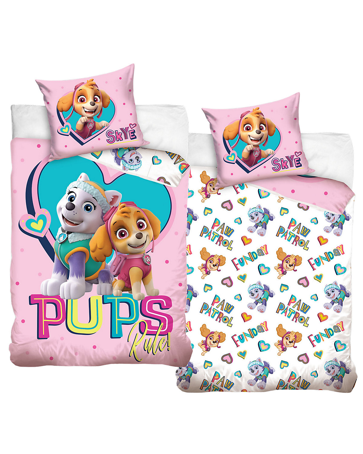 Kinder-Bettwäsche Mädchen Paw Patrol Skye, Renforcé, 135 x 200 cm + 80 x 80 cm