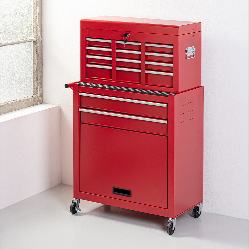 Tech Craft Tech Craft 2 in 1 Werkstattwagen - Rot, 7 Schubladen