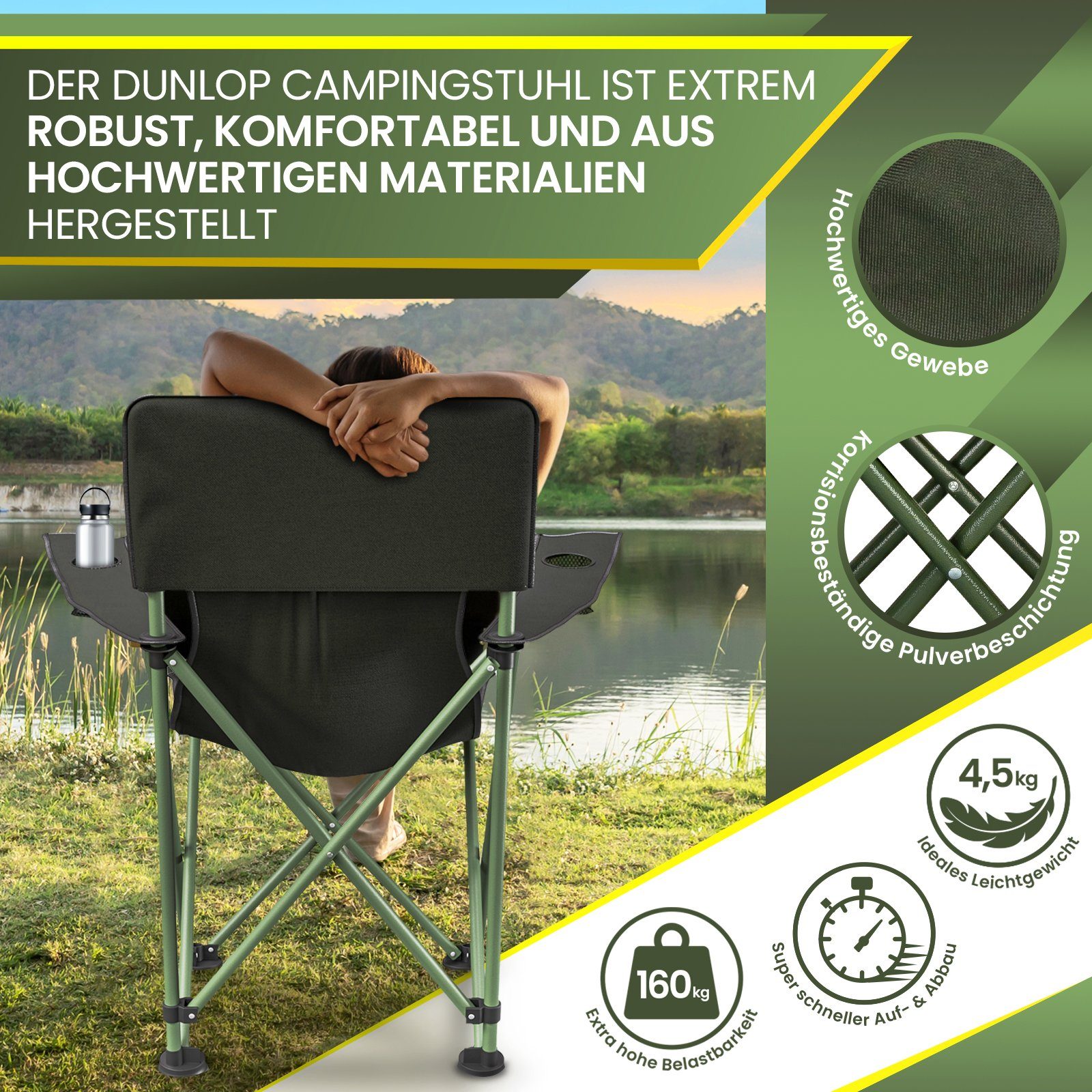 Dunlop Campingstuhl Campingstuhl faltbar XXL