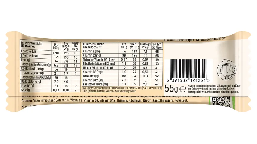 FULFIL Vitamin- und Protein-Riegel White Chocolate, Cookies & Cream Geschmack 55 g