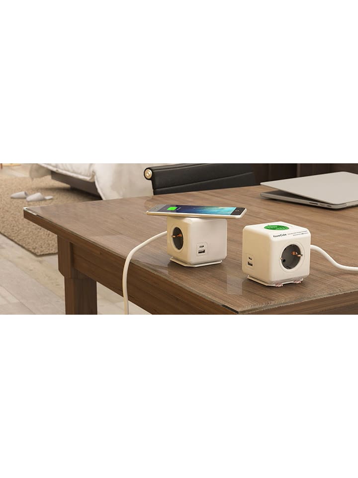 Designnest Ladestation ''PowerCube'' in Weiß/ Grün - (B)7 x (H)7 x (T)11 cm günstig kaufen onesize