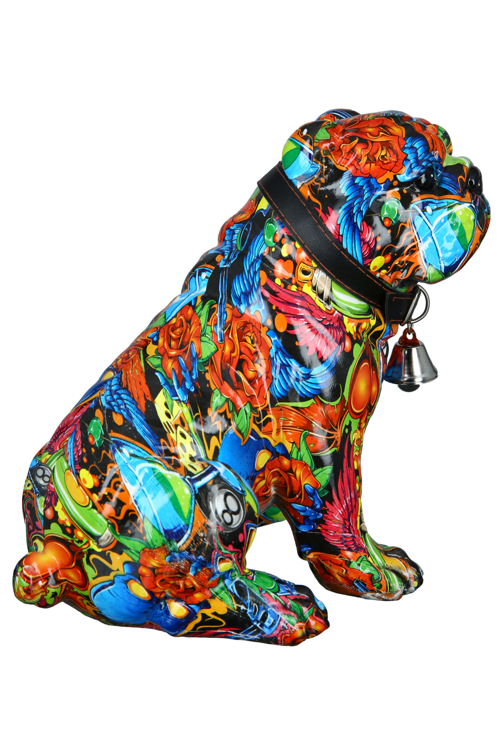Mops sitzend Street Art bunt