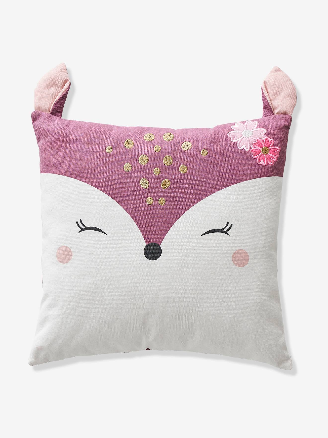Coussin carré Bichette parme foncé / écru