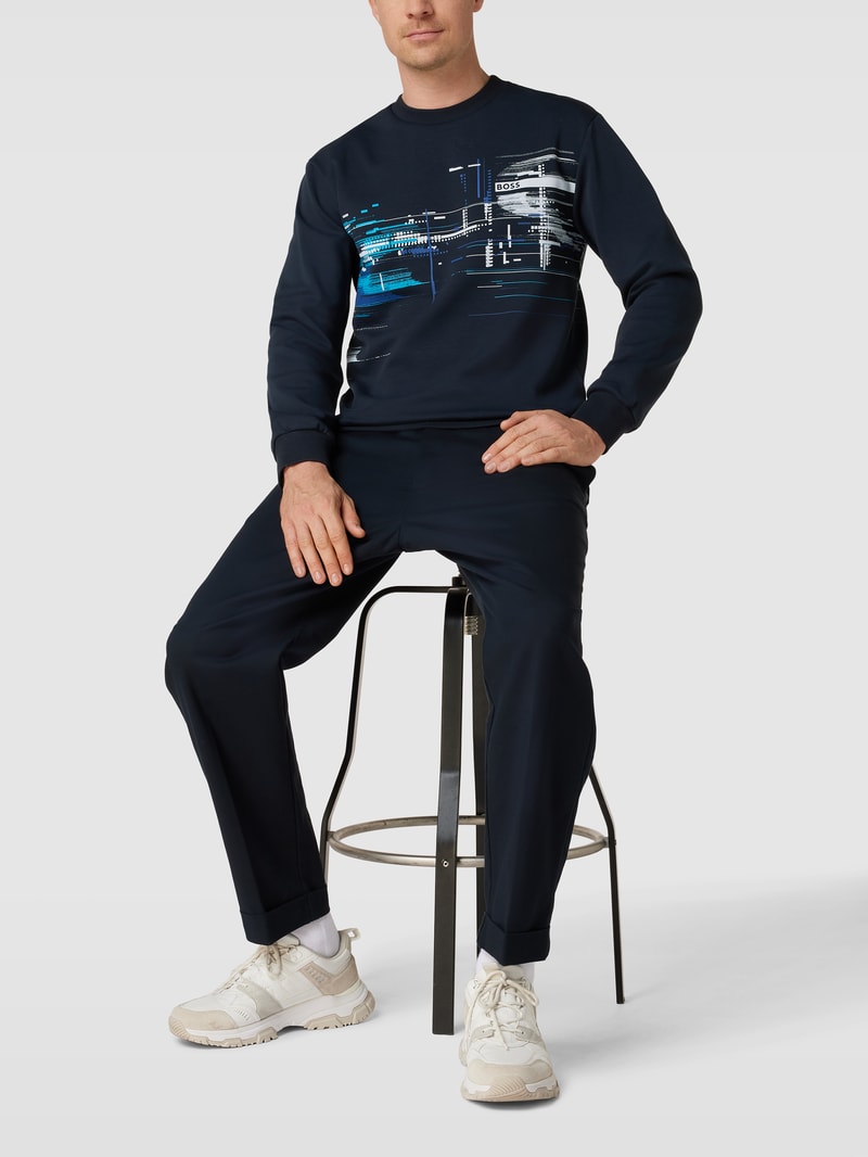 Sweatshirt mit Label-Print Modell 'Salbonic' in dunkelblau