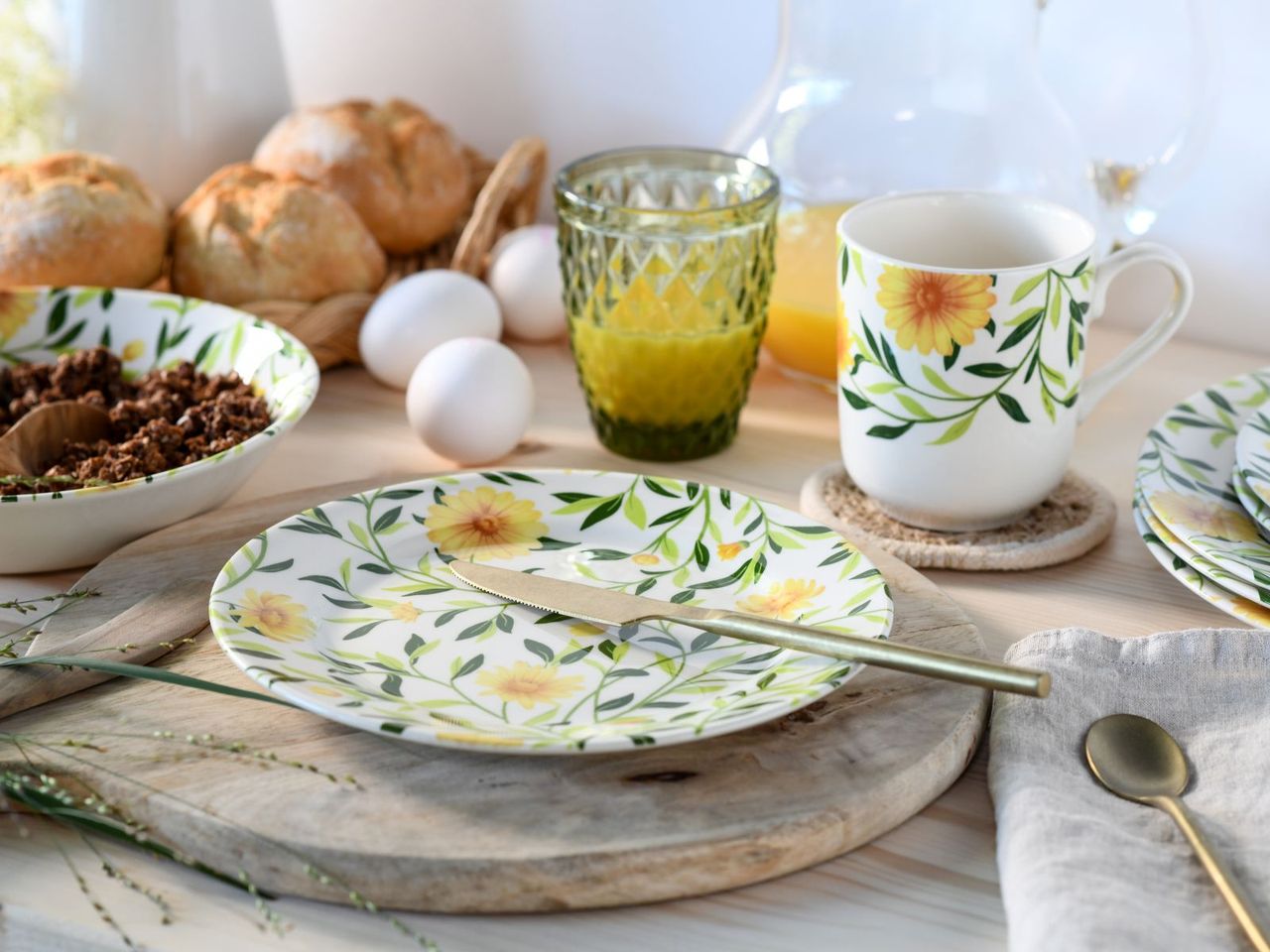 CreaTable Amarilla, 16-teiliges Geschirrset, Kombiservice aus Steingut