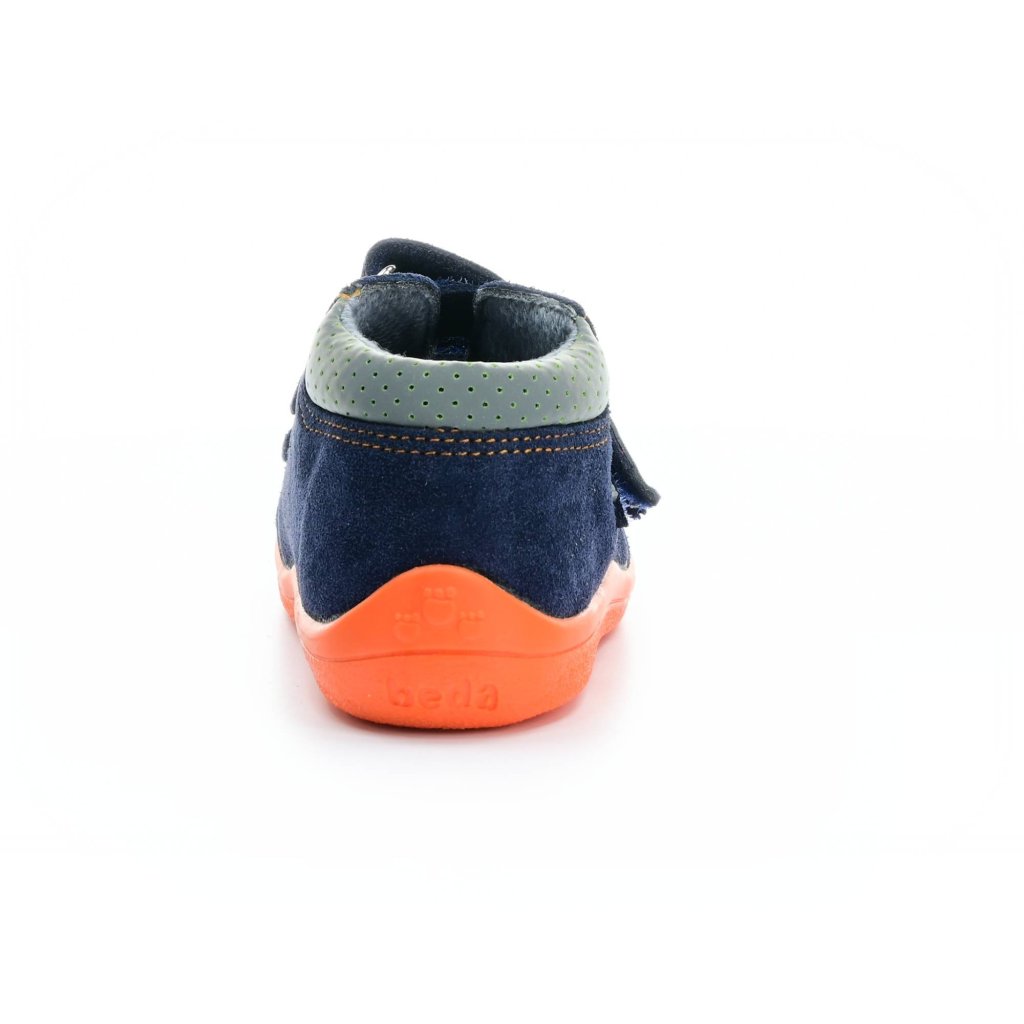 Beda Mandarine mit Membran und Hinterkappe (BF 0001/W/M/OP) dunkel blaue Barfuß-Stiefeletten