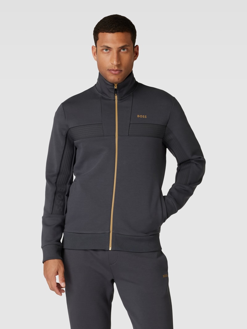 Sweatjacke mit Stehkragen in graphit
