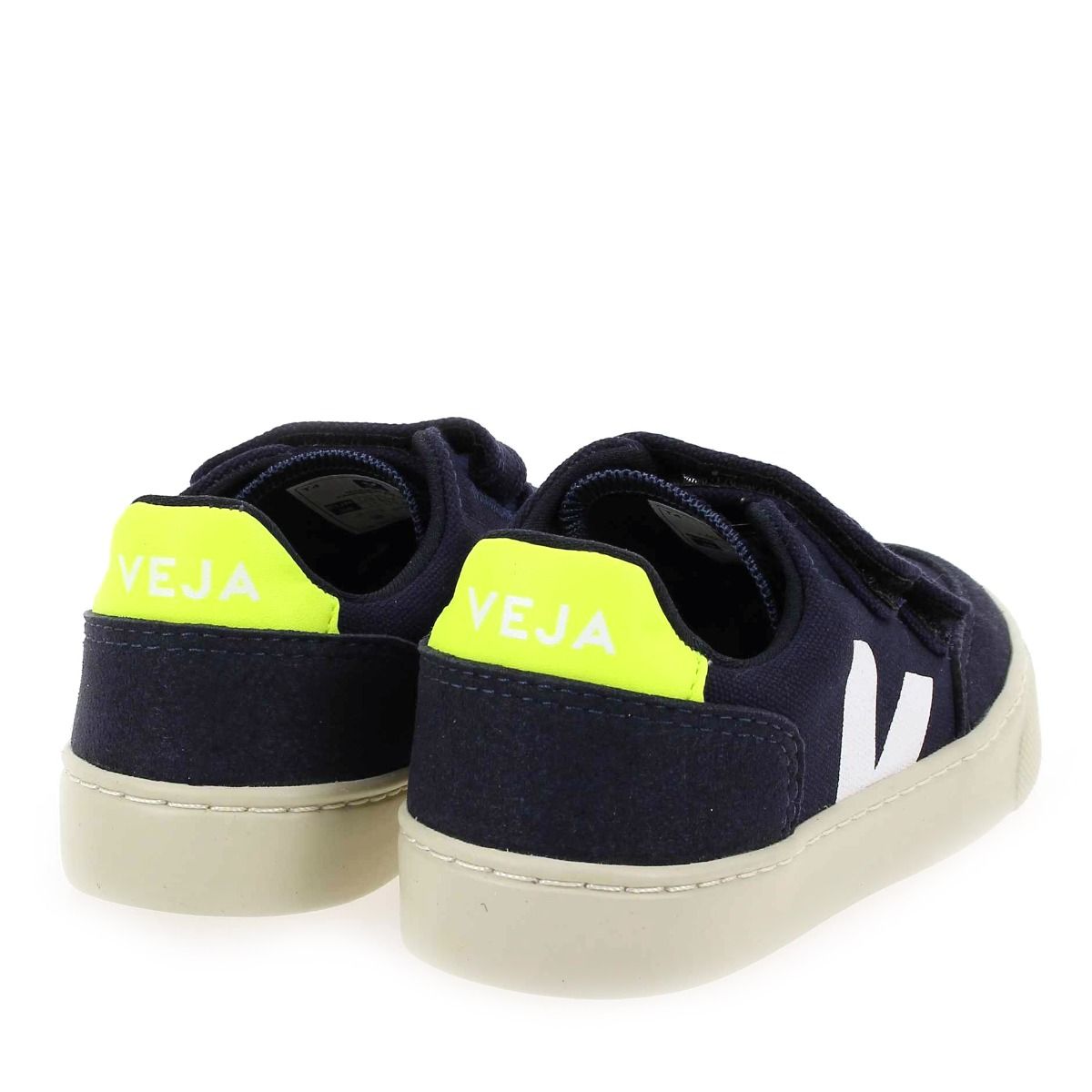 Veja  SMALL V12 VELCRO CANVAS - Marine Jaune