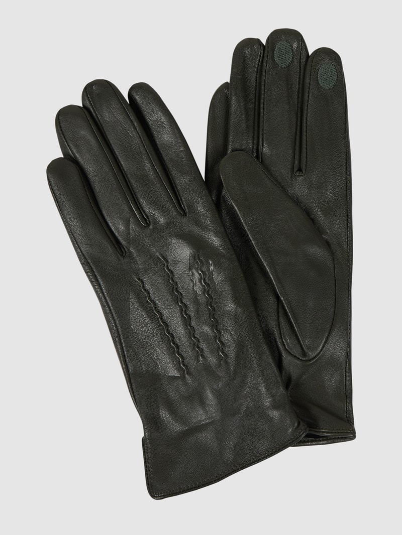 Touchscreen-Handschuhe aus Lammleder in dunkelgrün