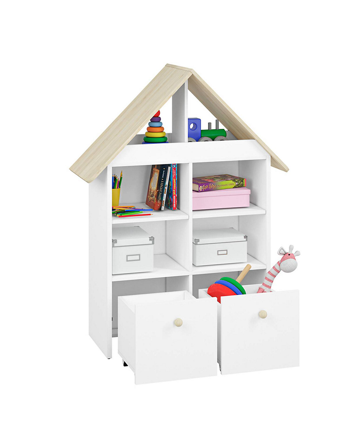 Kinderzimmer Set Schränke Tisch ELVA-131 in weiß mit Fjord Buche Nb., B/H/T: ca. 384/193/51