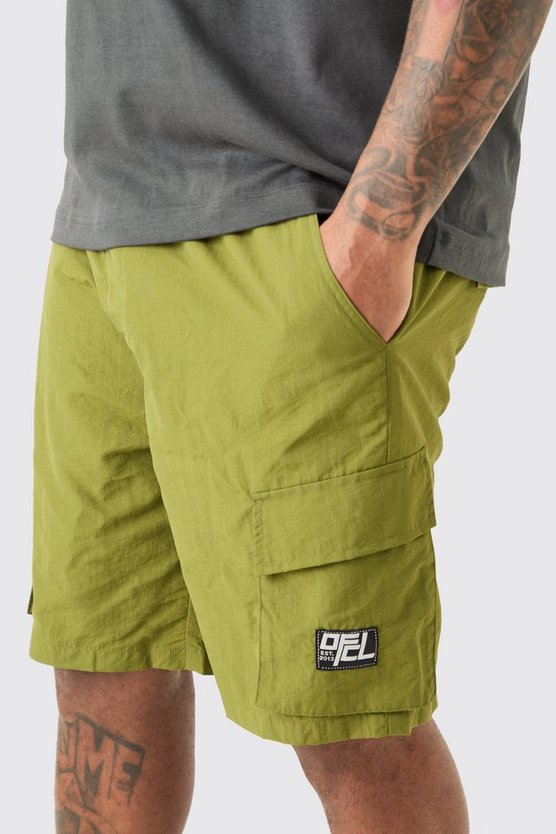 Plus Ofcl Nylon Cargo-Shorts mit elastischem Bund