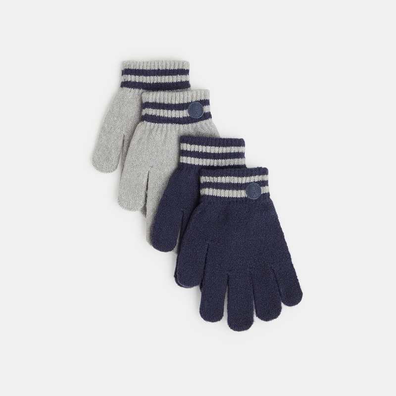 Gants rayés extensibles (lot de 2) gris garçon