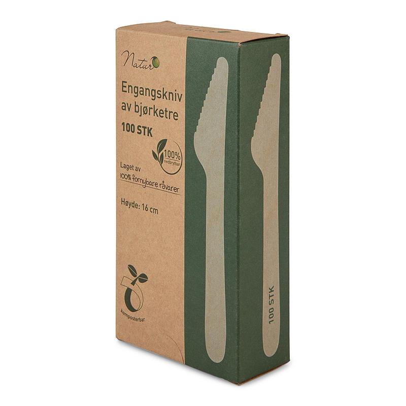 Natur Engangskniver 100-pk, av tre