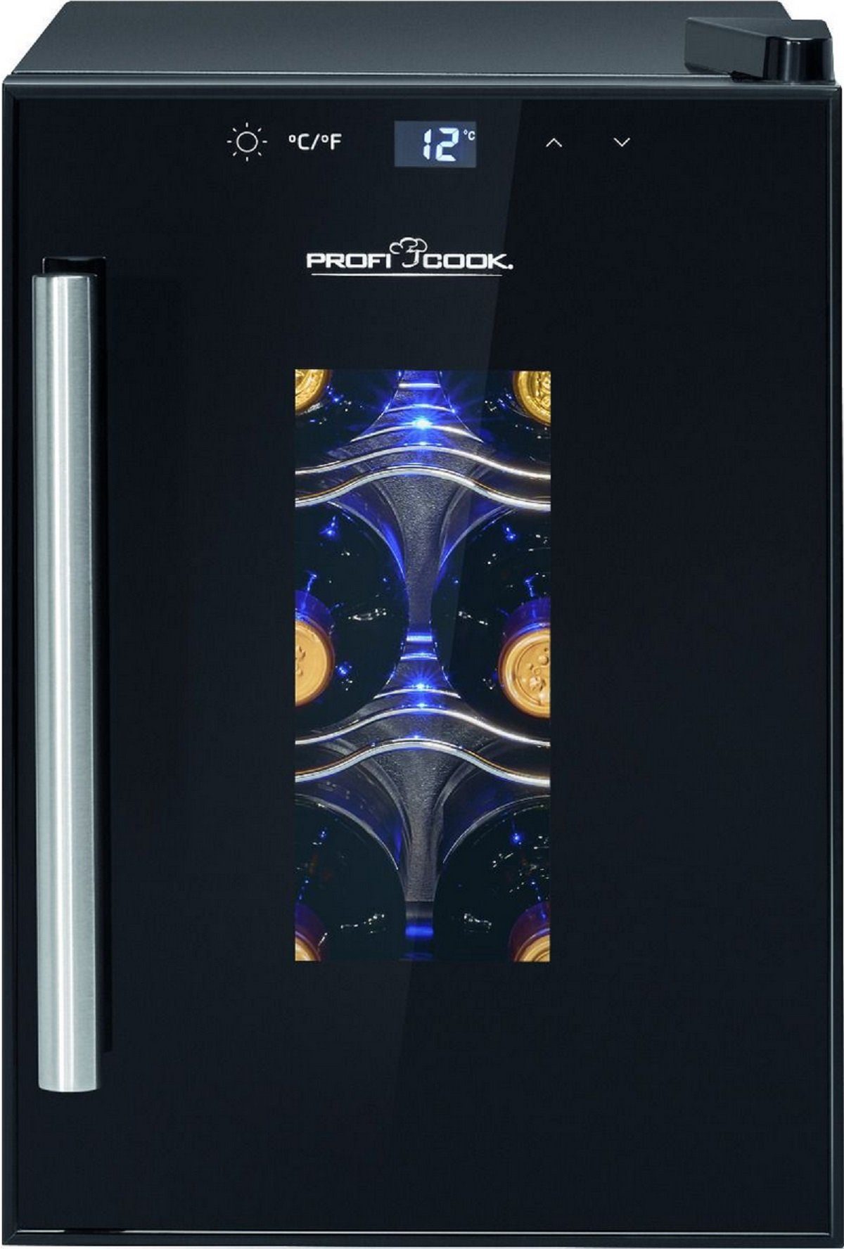 ProfiCook Weintemperierschrank ProfiCook PC-WK 1230 Weintemperierschrank für 6 Fla. Weinkühlschrank, für 6 Standardflaschen á 0,75l,Anti-Vibrationssystem (geräuscharm ≤ 26 dB)