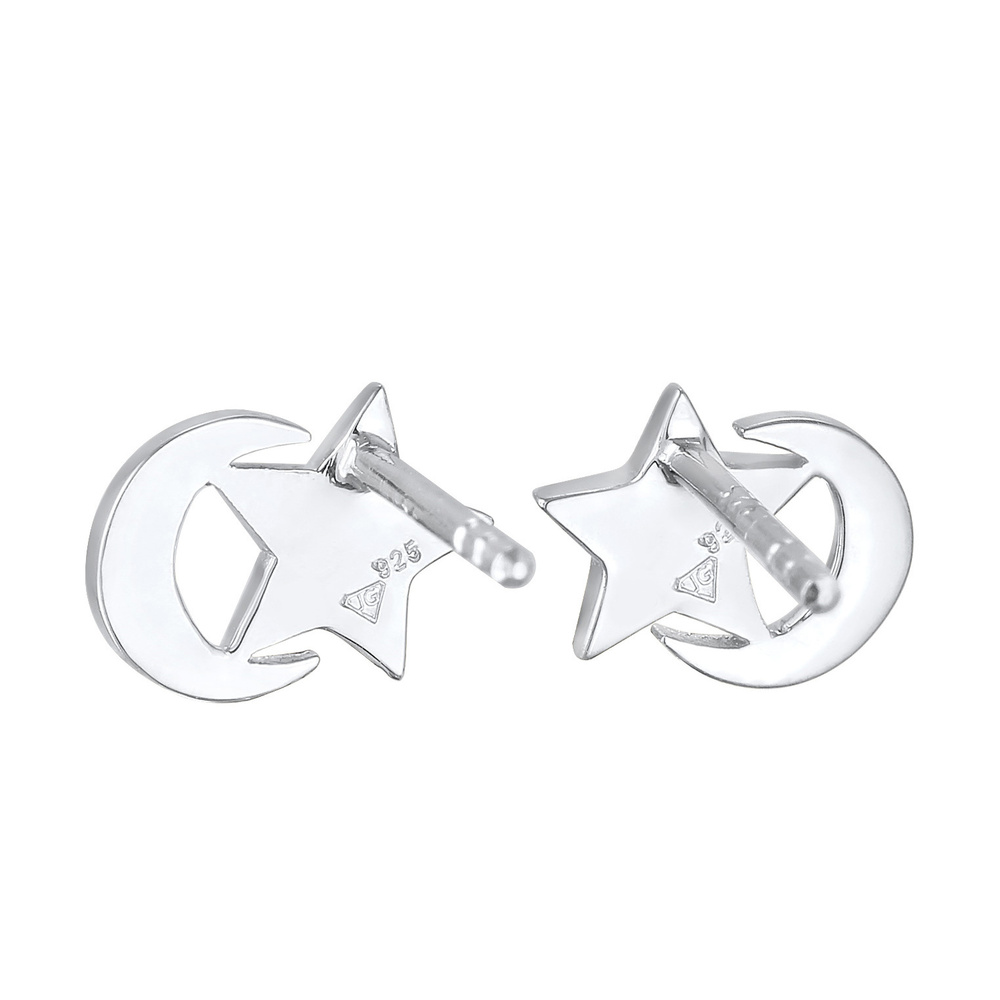Elli Elli Boucles d'Oreilles Enfants clous d'oreilles demi-lune étoile avec cristal en Boucles d'oreilles