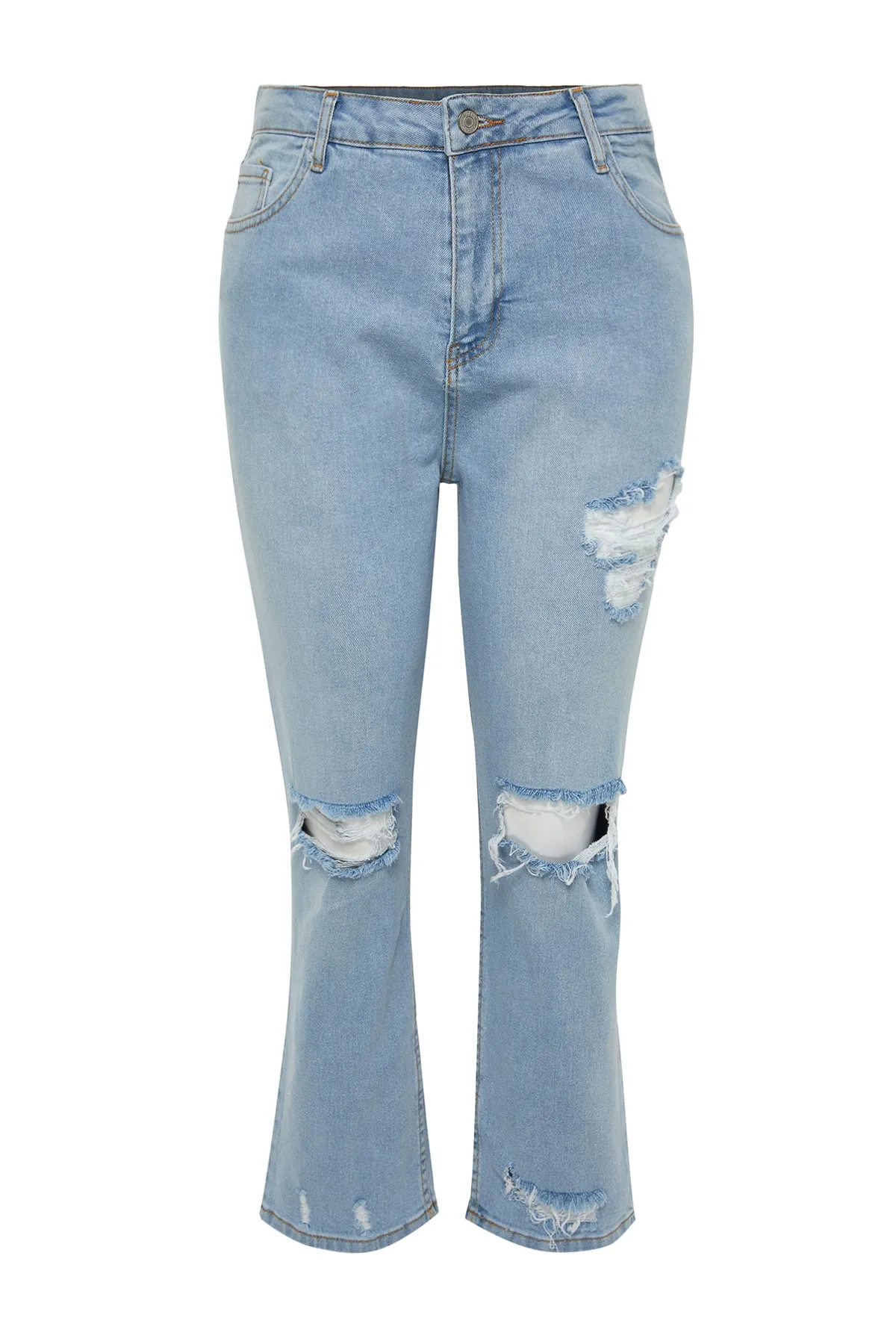 Trendyol Curve  Hellblaue Skinny Jeans mit zerrissenem Detail und hoher Taille TBBSS22JE0187