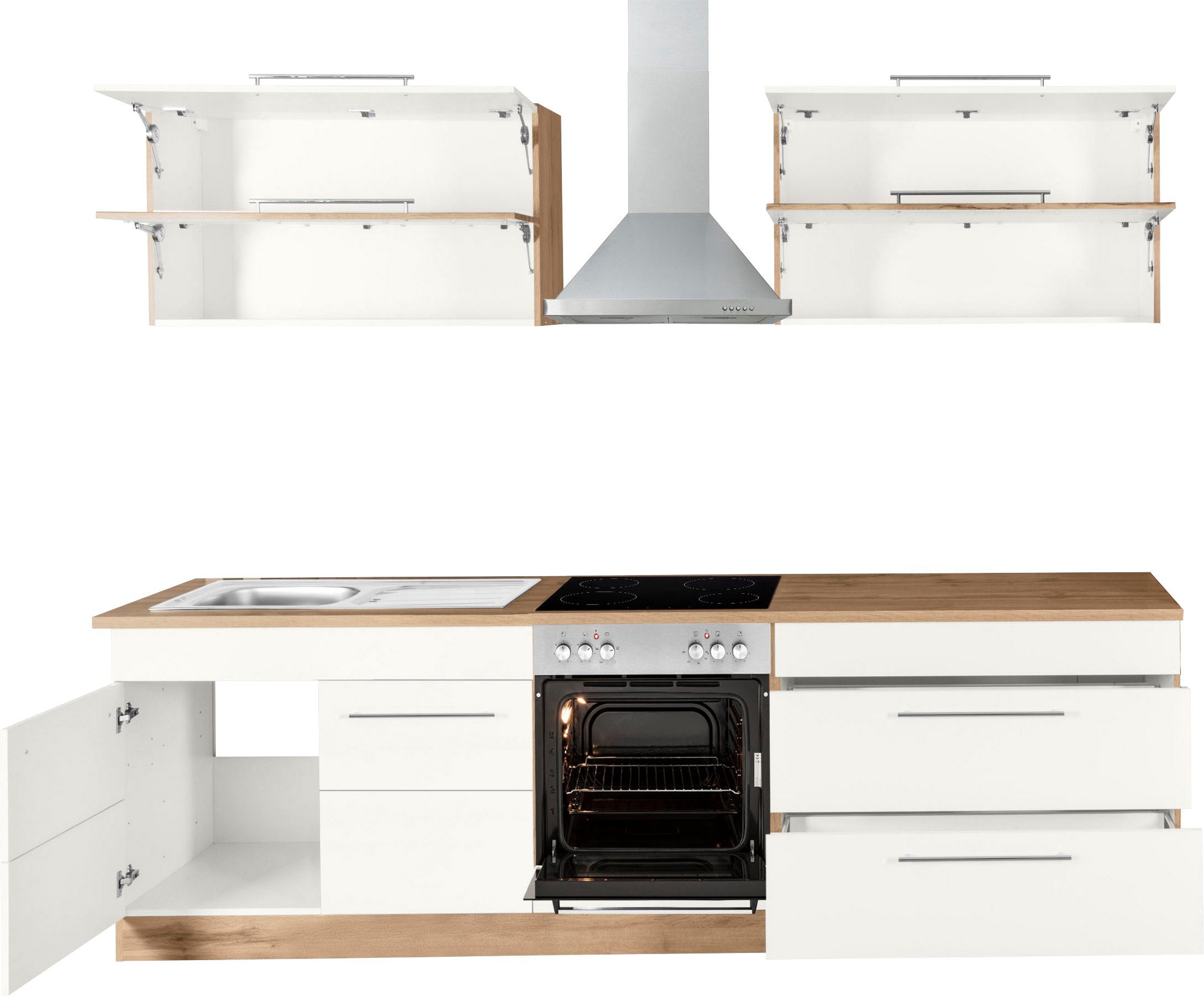 HELD MÖBEL Küchenzeile Wien, Breite 260 cm, wahlweise mit E-Geräten