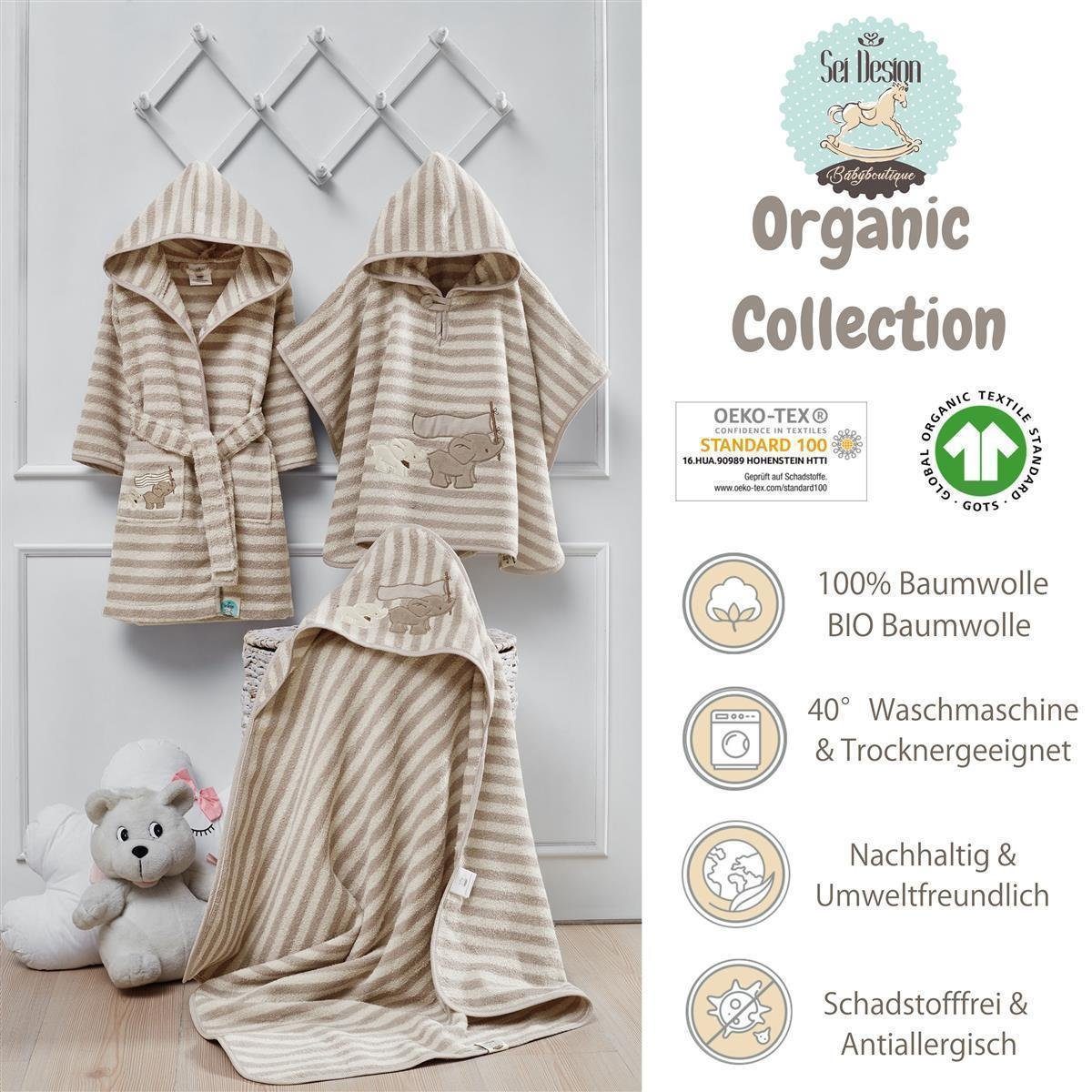 SEI Design Kinderbademantel Babybademantel Bademantel für Junge und Mädchen, Langform, 100% Bio-Baumwolle, Kapuze, Gürtel, inkl. Geschenkverpackung