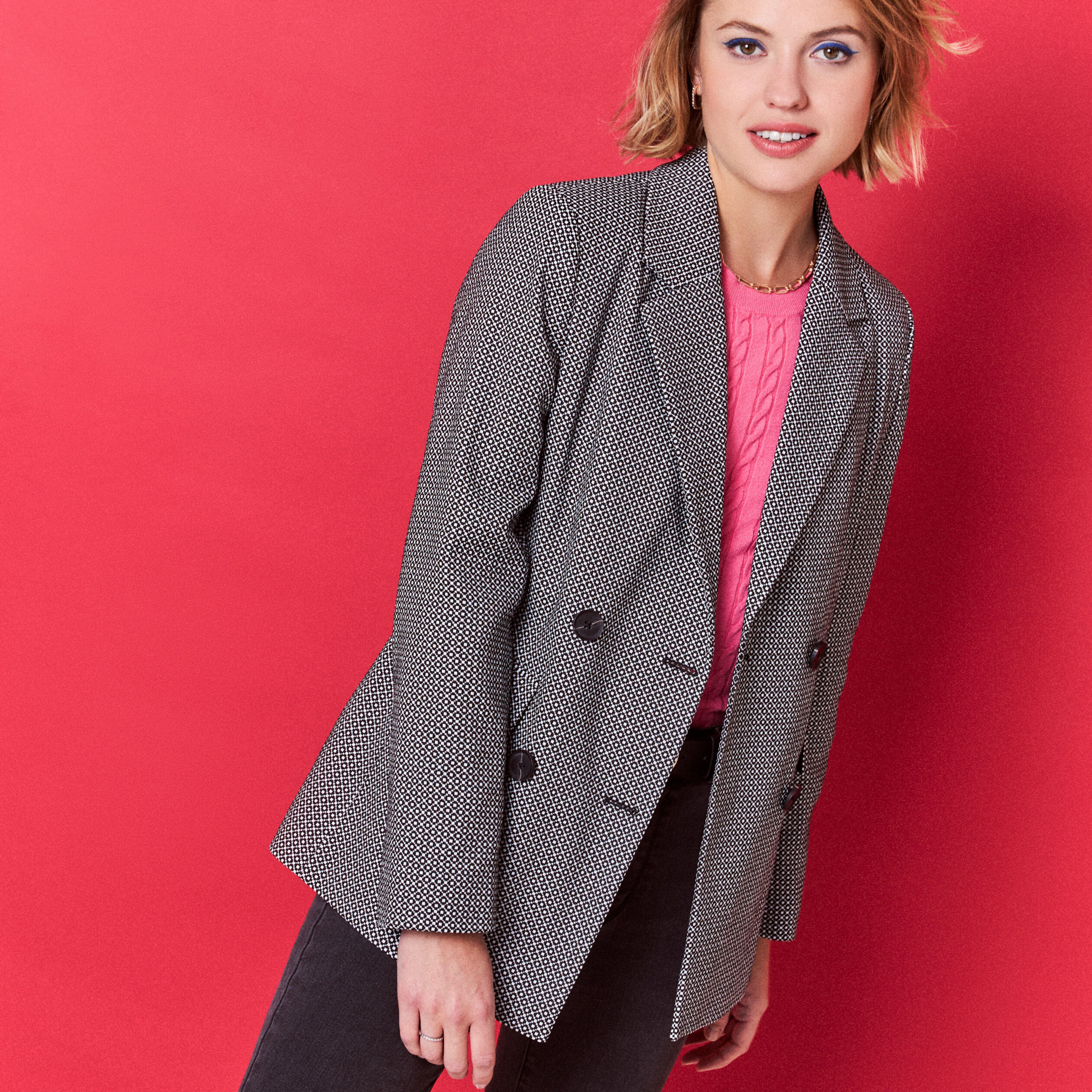 Veste blazer boutonnée noir femme | Cache Cache