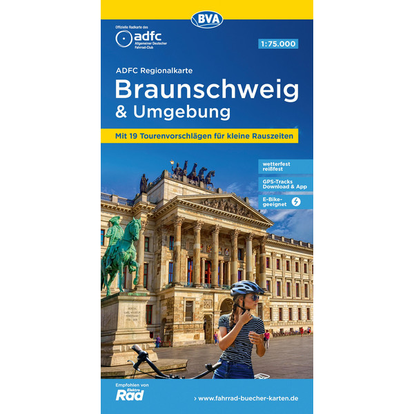 ADFC-REGIONALKARTE BRAUNSCHWEIG UND UMGEBUNG, 1:75.000 - Fahrradkarte