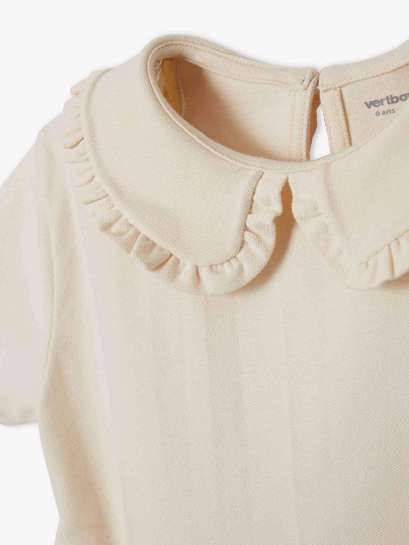 Robe en molleton col Claudine fille beige clair