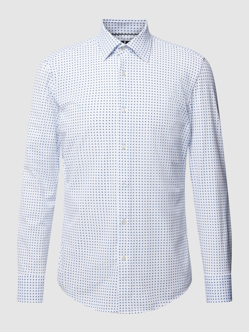 Performance Fit Freizeithemd mit Allover-Muster Modell 'Hank' in bleu