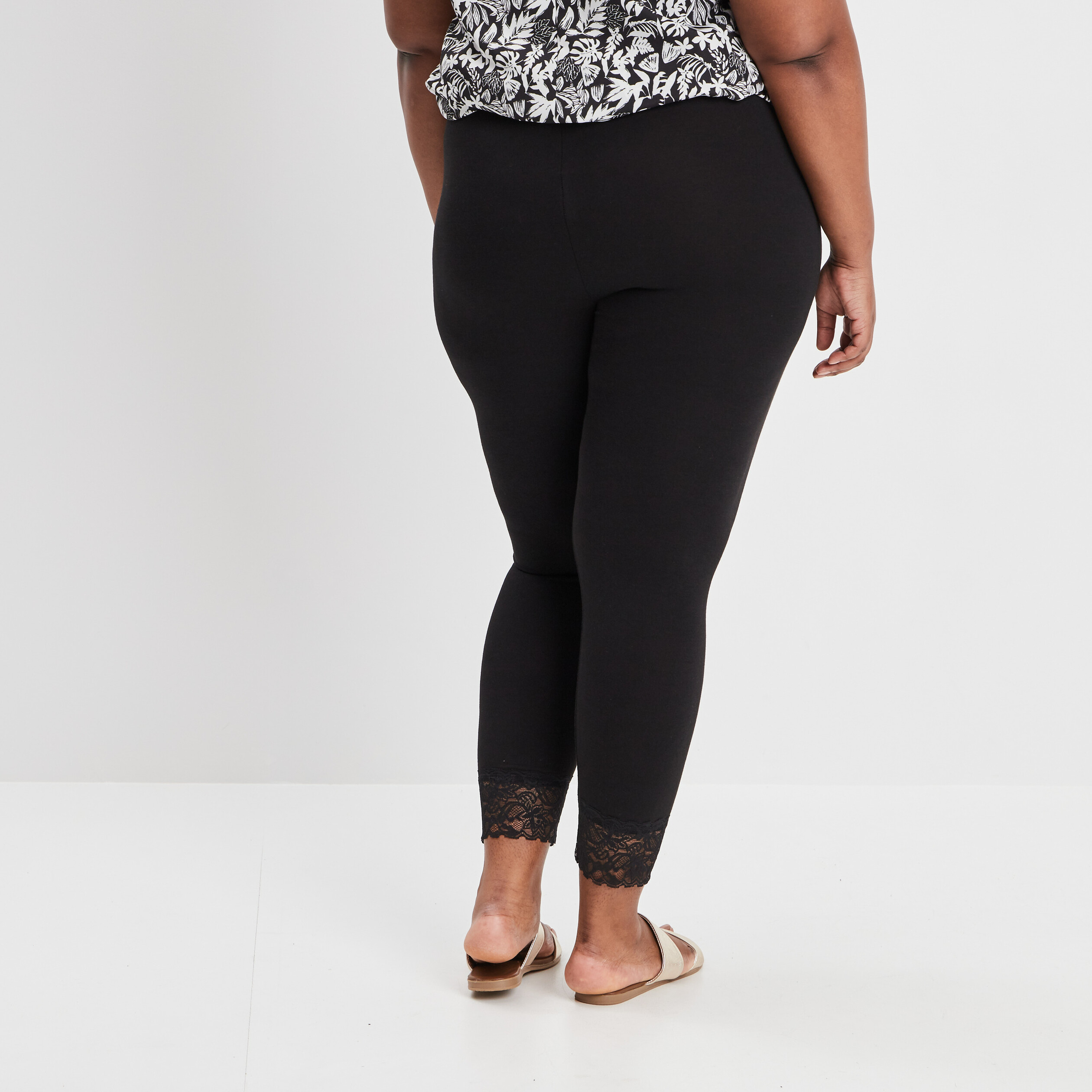 Leggings avec dentelle noir femme grande taille | La Halle