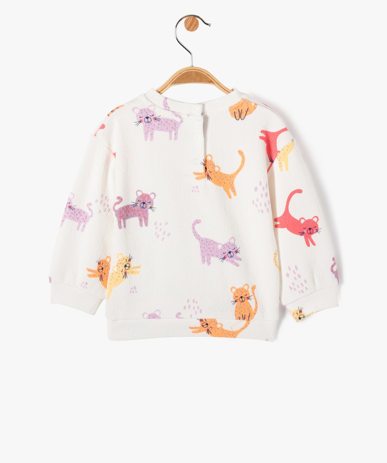 Sweat en jersey gaufré imprimé bébé fille ecru | GEMO
