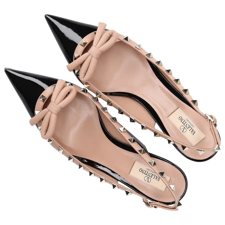 Valentino Garavani - Slingpumps ROCKSTUD BOW Lackleder - schwarz
