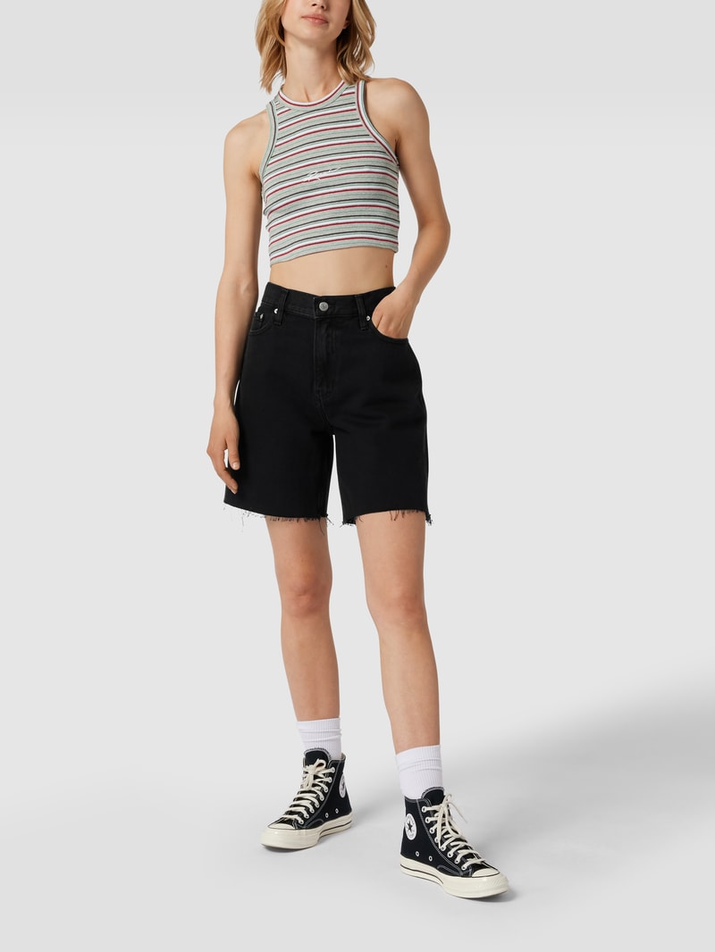 High Waist Jeansshorts aus Baumwolle in schwarz