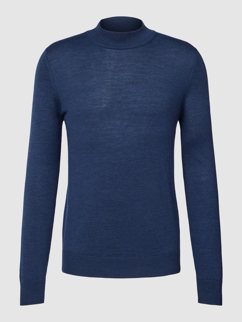 Strickpullover mit Rollkragen in dunkelblau meliert
