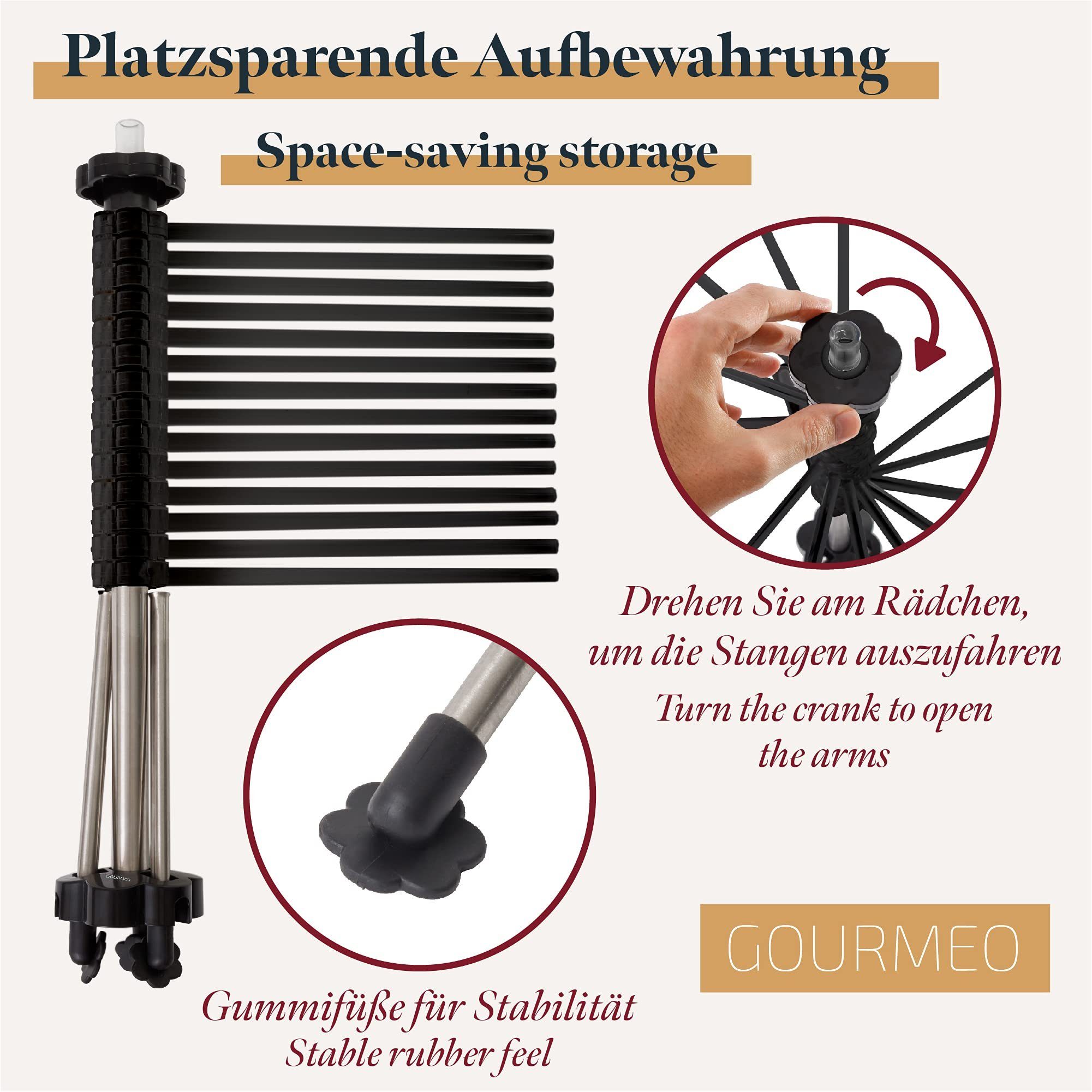 GOURMEO Nudelmaschine Black Pasta Dryer with 14 Rungs - Easy to Clean, Schwarzer Nudeltrockner mit 14 Stufen - Leicht zu reinigen