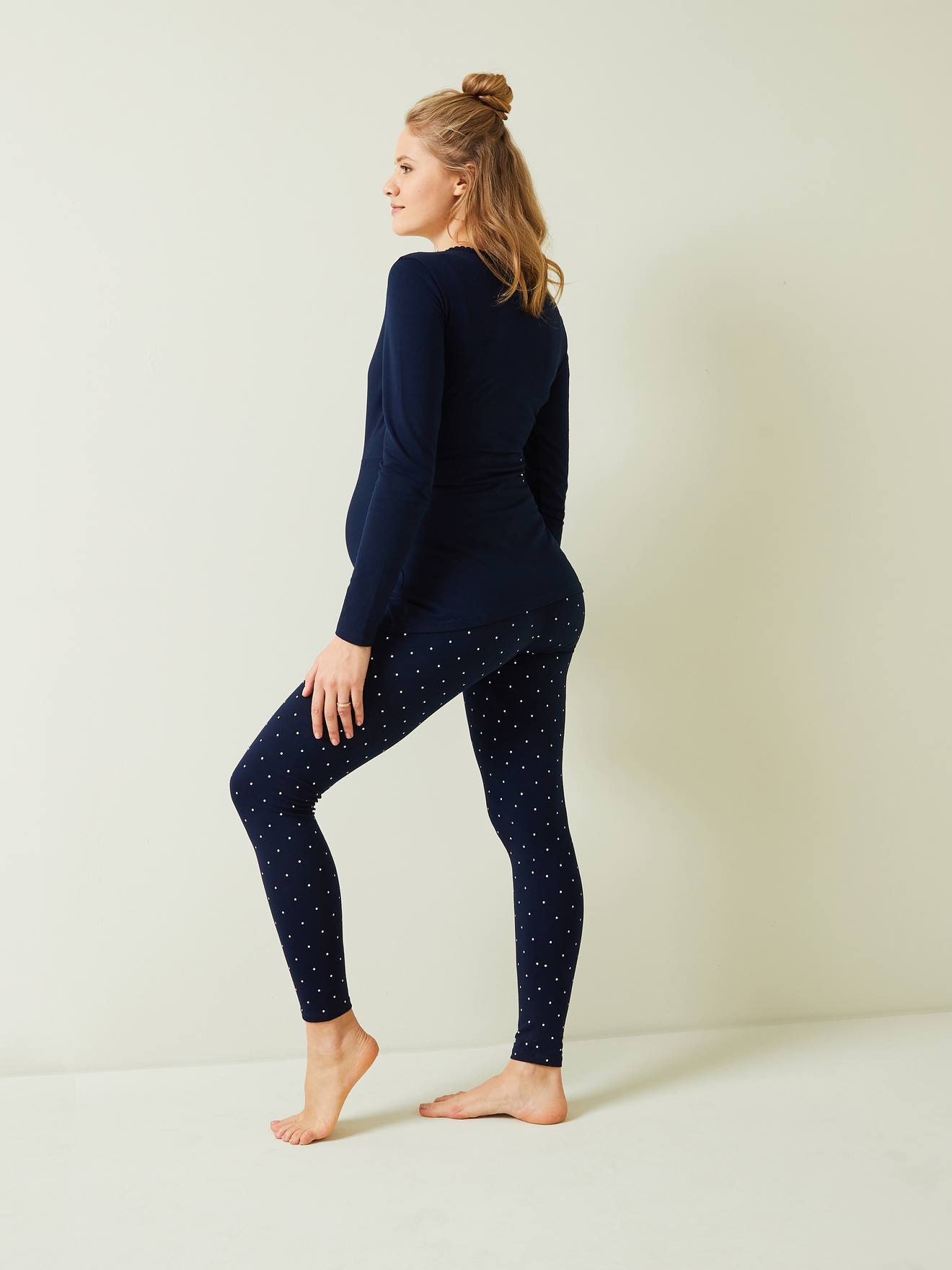 Ensemble 2 pièces pyjama grossesse et allaitement encre imprimé