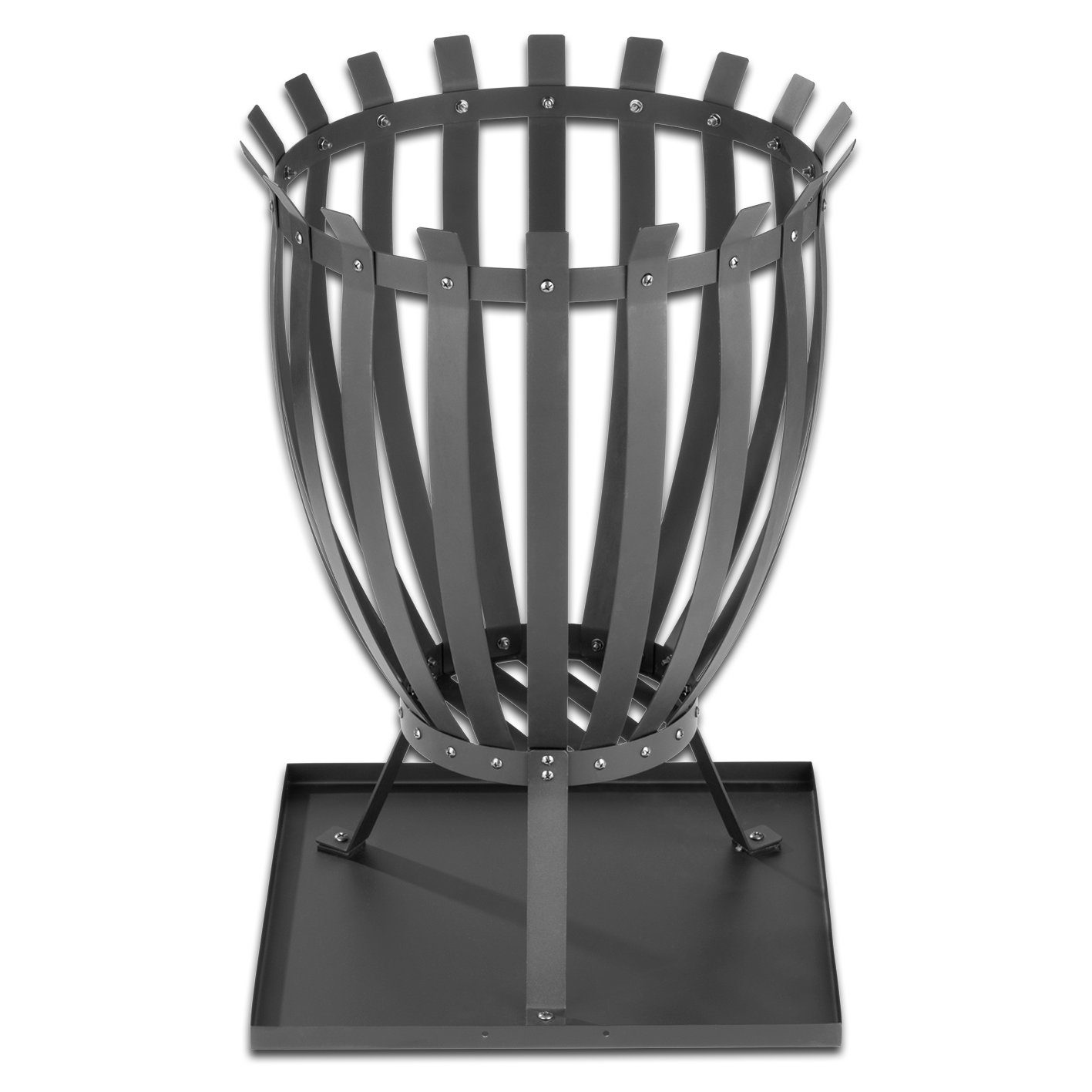 LANDMANN Feuerkorb Steel Stripes 44x65cm schwarz, 360° Sicht inkl. Bodenplatte